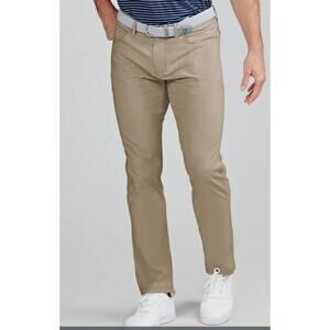 Tasc Men's sz 35x32 Tan Tailored Motion Pant Mid-Khaki Bamboo Slim Fit TM672